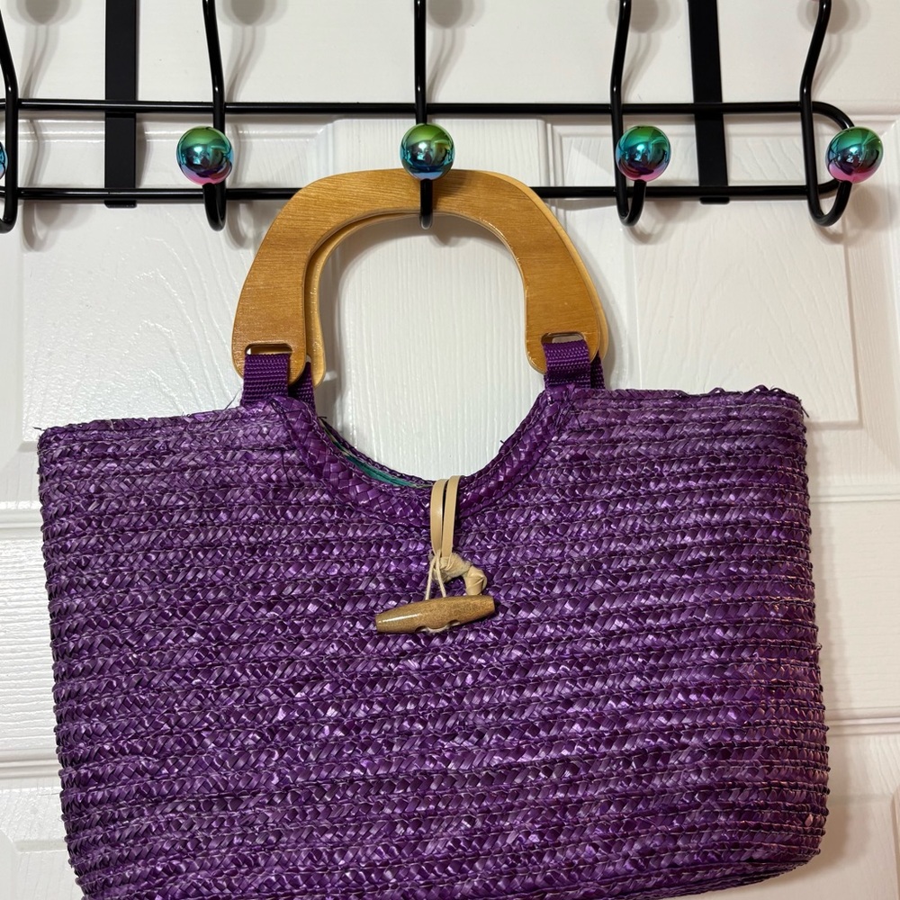 Elegant Purple Woven Tote Bag